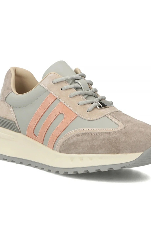 Szare Skórzane Sneakersy Na...