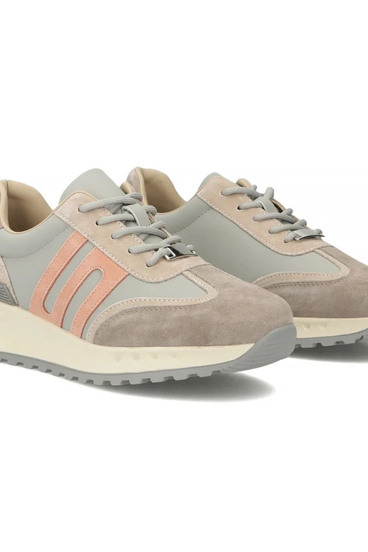 Szare Skórzane Sneakersy Na...