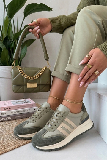 Zielone Skórzane Sneakersy Na Platformie Filippo