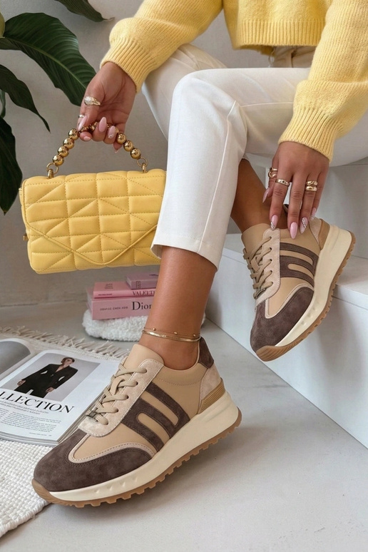 Brązowe Skórzane Sneakersy Na...