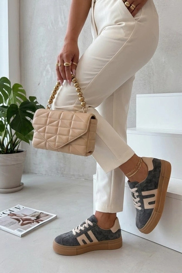 Szare Skórzane Sneakersy Na...