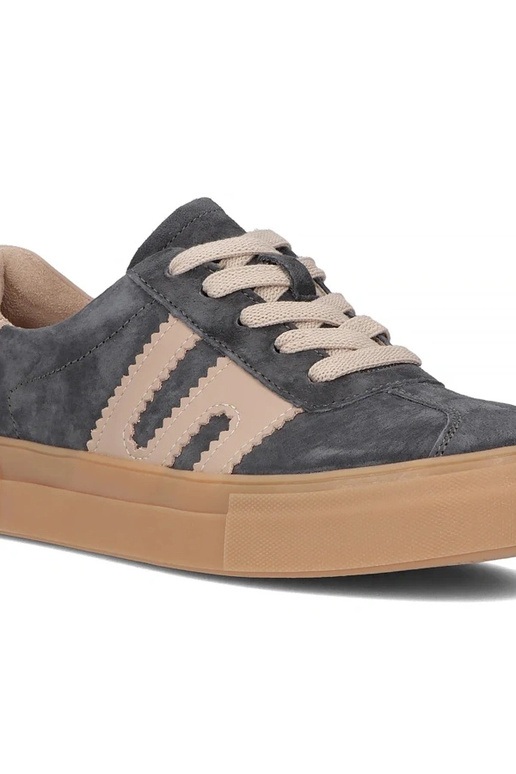 Szare Skórzane Sneakersy Na...