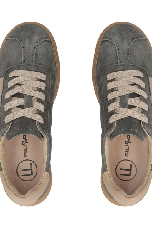 Szare Skórzane Sneakersy Na...