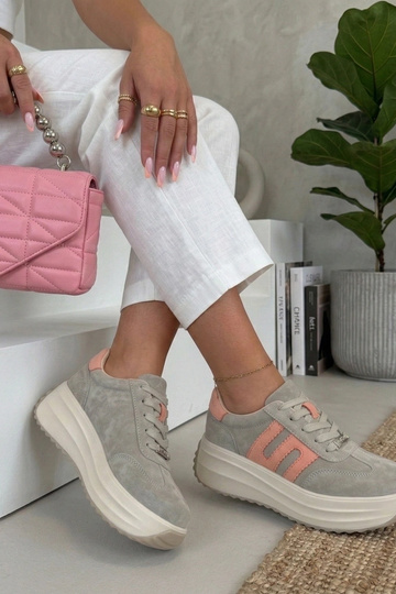 Szare Skórzane Sneakersy Na Platformie Filippo