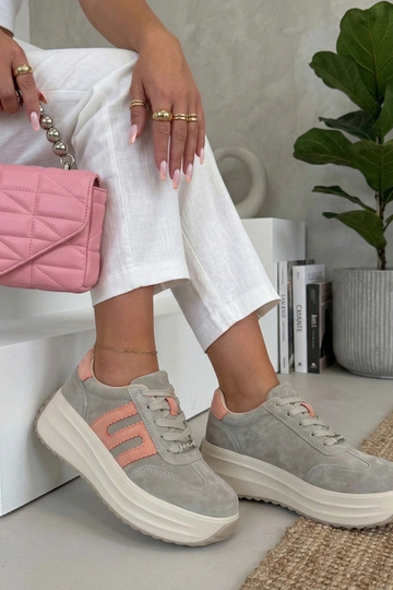 Szare Skórzane Sneakersy Na... 2