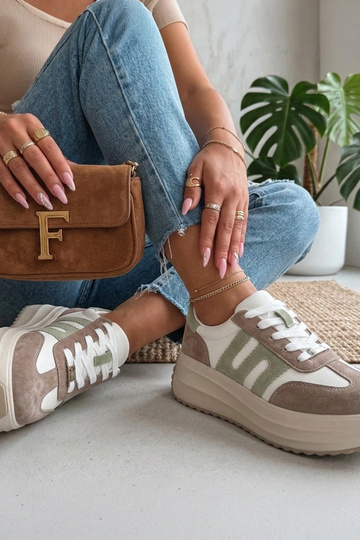 Beżowe Skórzane Sneakersy Na Platformie Filippo 2