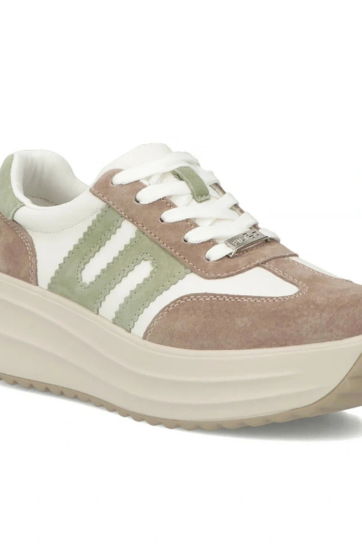 Beżowe Skórzane Sneakersy Na...