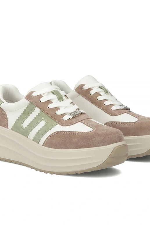 Beżowe Skórzane Sneakersy Na...