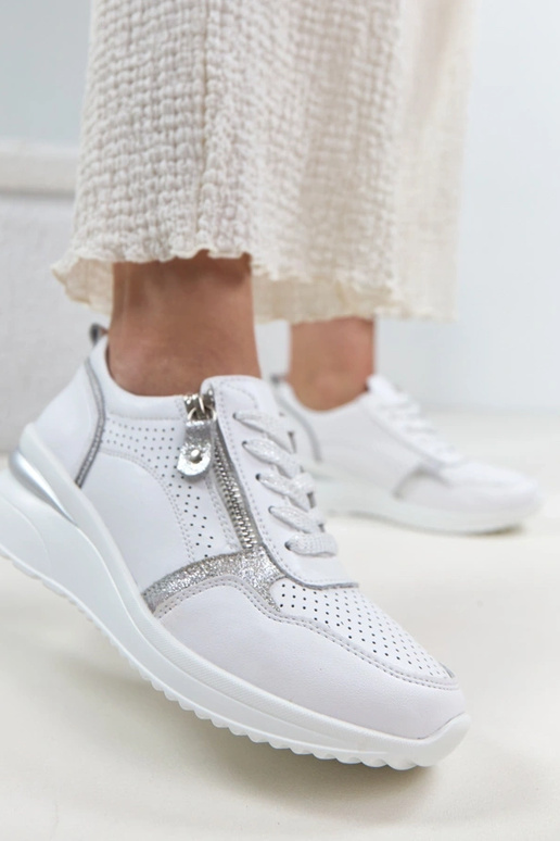 Białe Skórzane Sneakersy Na Krytej...