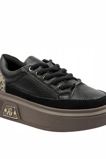 Czarne Skórzane Sneakersy Na Platformie Cambell 2