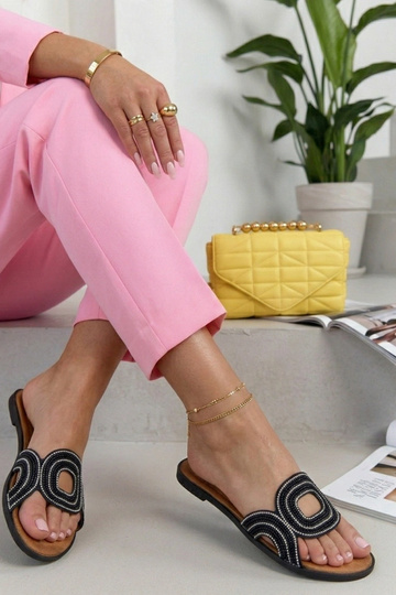 Black clogs adorned with rhinestones Olivia