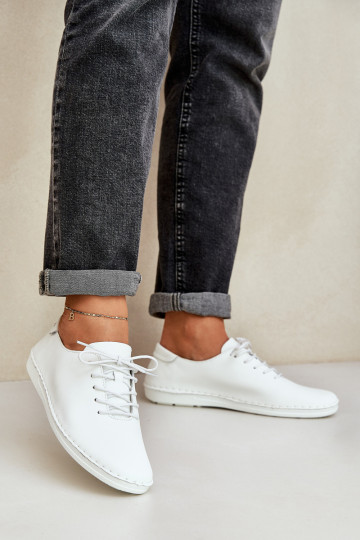 Laced Shoes Made Of Natural Leather D&A LR51-645 White 2