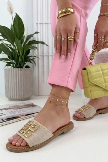 Beżowe Klapki Zdobione... 2