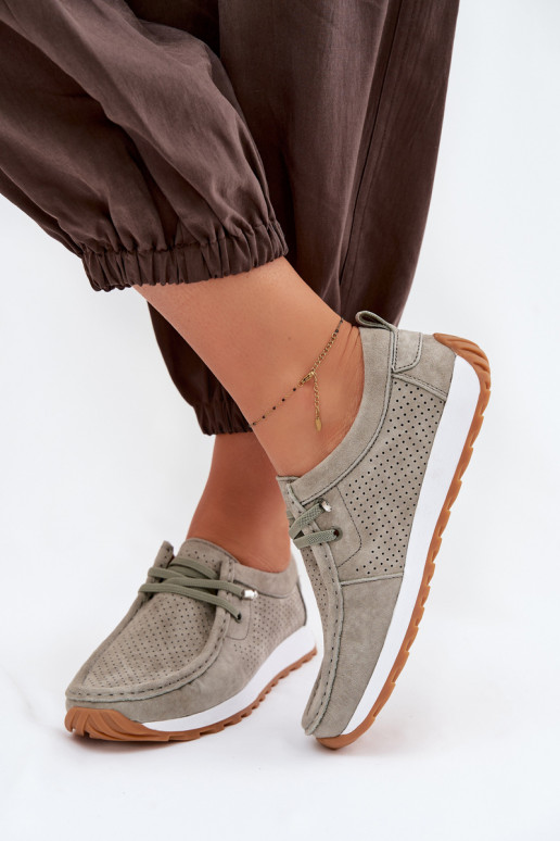 Women's Suede Loafers Green Amela