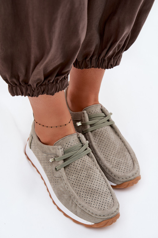 Women's Suede Loafers Green Amela