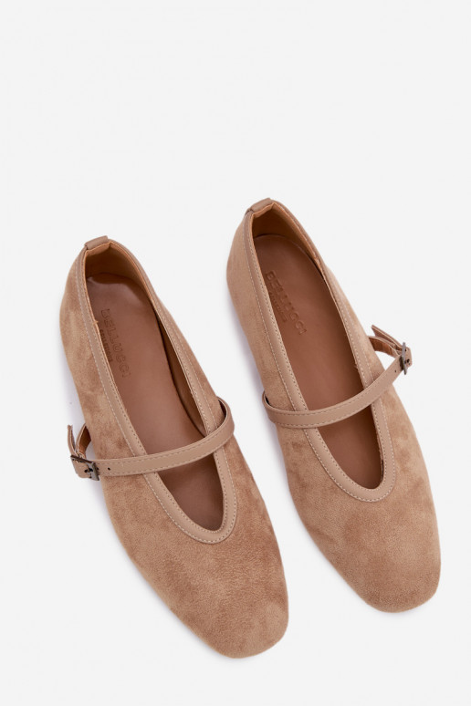 Eko Suede Beige Ballerinas With Strap Felora