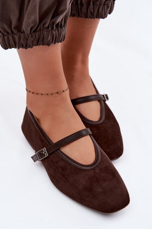 Felora Eco Suede Ballerinas With Strap