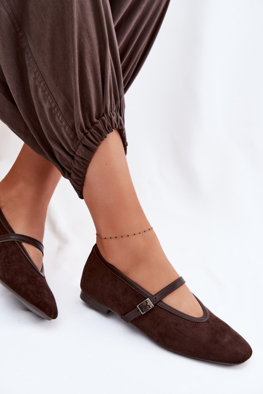 Felora Eco Suede Ballerinas With Strap