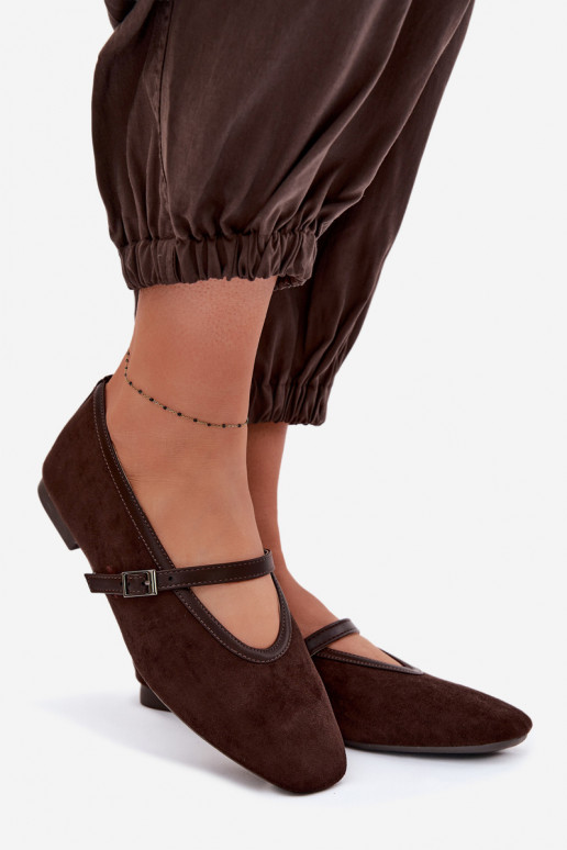 Felora Eco Suede Ballerinas With Strap