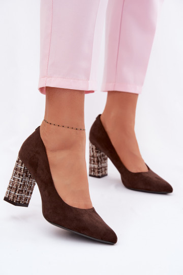 Suede Pumps with Embellishment Sergio Leone PB216 Chocolate 2