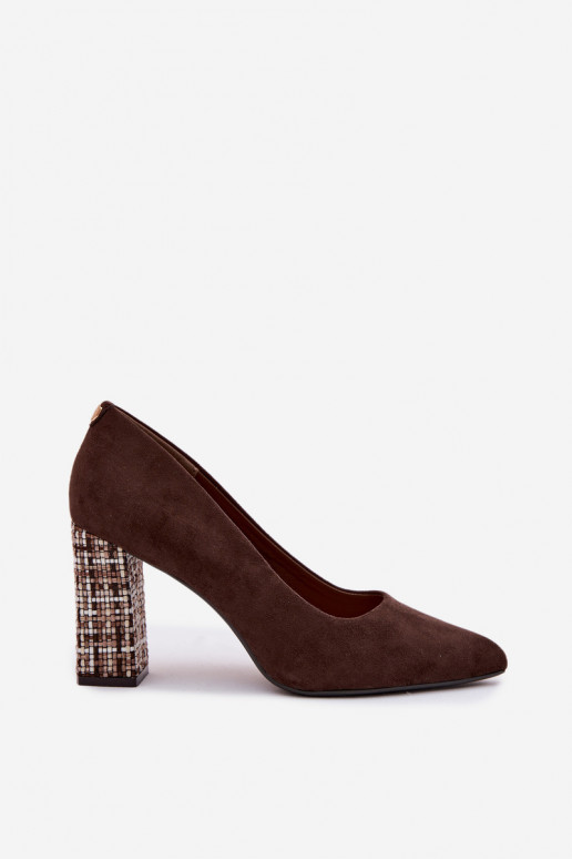 Suede Pumps with Embellishment Sergio Leone PB216 Chocolate