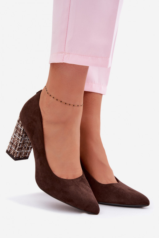 Suede Pumps with Embellishment Sergio Leone PB216 Chocolate