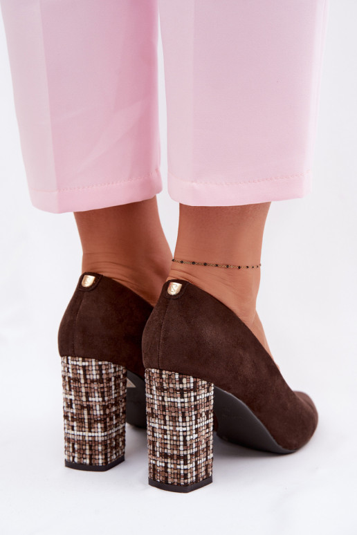 Suede Pumps with Embellishment Sergio Leone PB216 Chocolate