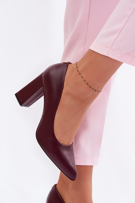 Czółenka Na SłupkuwithEko Skóry Sergio Leone PB216 Bordowe