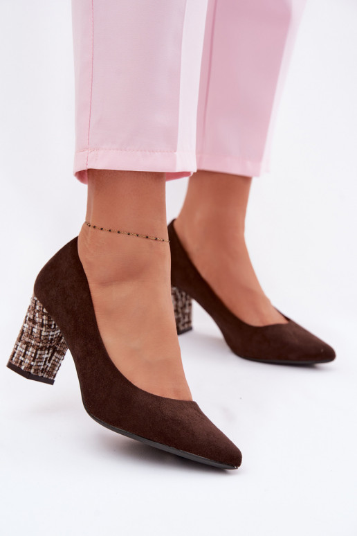 Sergio Leone PB414 Chocolate Eco Suede Heeled Shoes