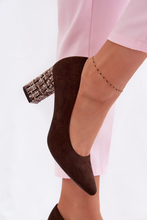 Sergio Leone PB414 Chocolate Eco Suede Heeled Shoes