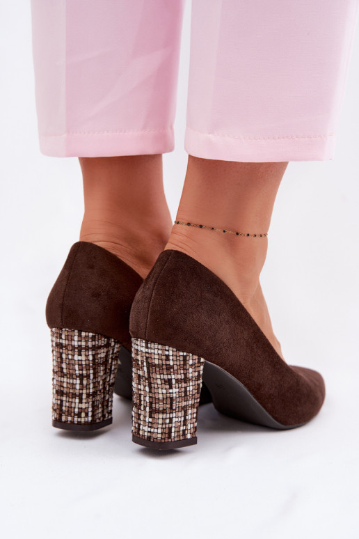 Sergio Leone PB414 Chocolate Eco Suede Heeled Shoes