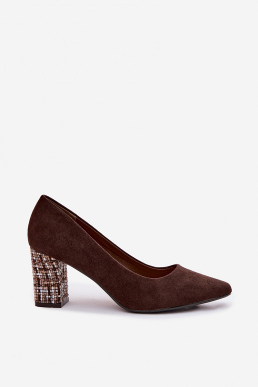 Sergio Leone PB414 Chocolate Eco Suede Heeled Shoes