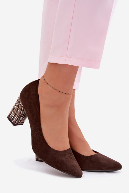 Sergio Leone PB414 Chocolate Eco Suede Heeled Shoes