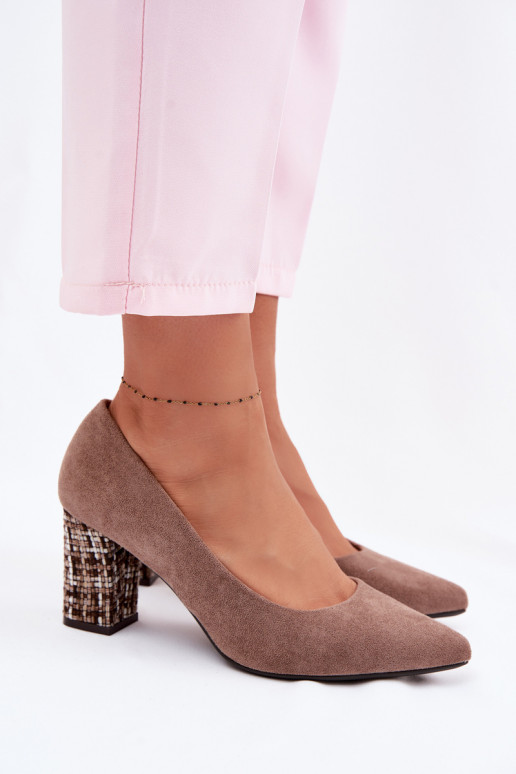 CzółenkawithEko Zamszu Na Ozdobnym Słupku Sergio Leone PB414 Jasnobrązowe