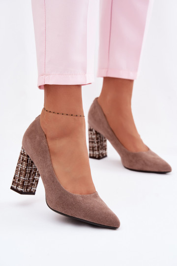 Suede Women's Shoes with Embellished Heel Sergio Leone PB216 Light Brown 2