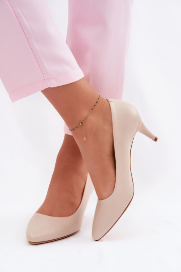 Sergio Leone 1379 Light Beige Heeled Shoes