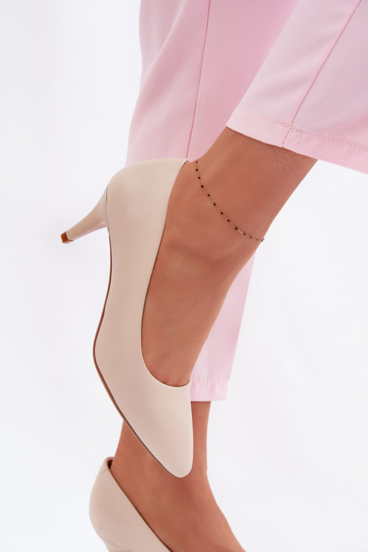 Sergio Leone 1379 Light Beige Heeled Shoes