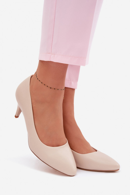 Sergio Leone 1379 Light Beige Heeled Shoes