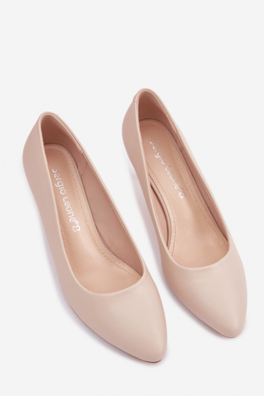 Sergio Leone 1379 Light Beige Heeled Shoes