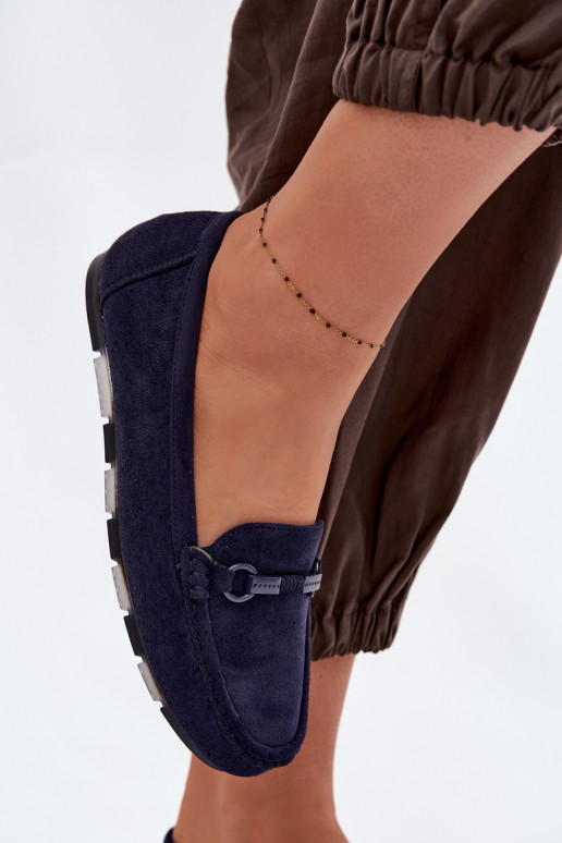 Women's Flat Navy Blue Loafers Olisa