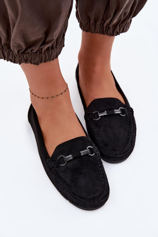 Women's Flat Black Moccasins Olisa