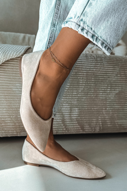 Lelisa Beige Eco Suede Flats