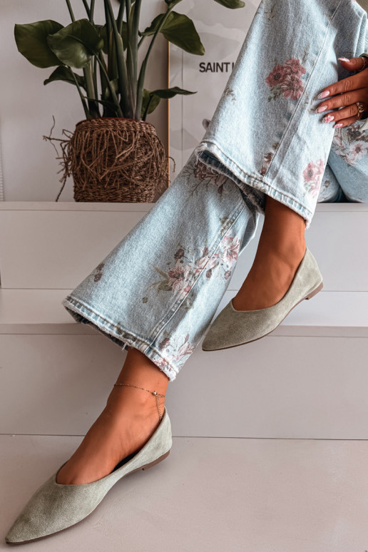 Baleriny PłaskiewithEko Zamszu Zielone Lelisa