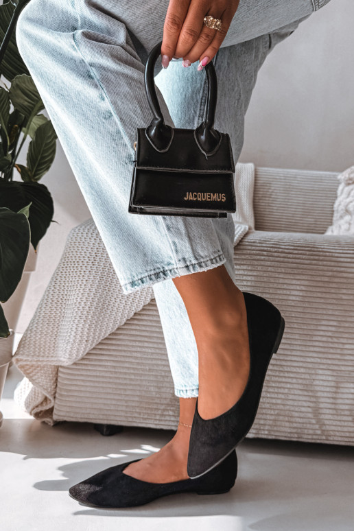 Flat Eco Suede Black Ballerinas Lelisa