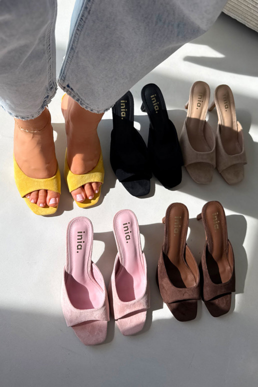 Women's Slim Heeled Yellow Revina Sandals