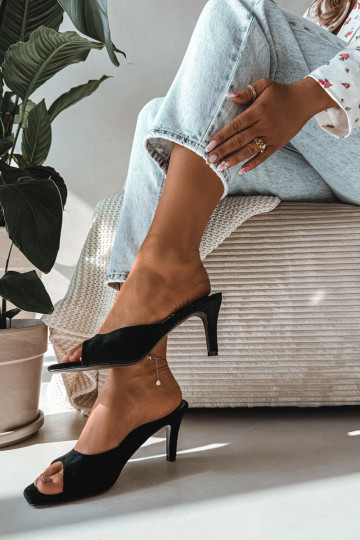 Women's Slim Heeled Black Sandals Revina 2