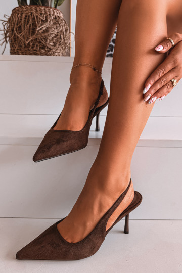 Women's High Heel Sandals With Eco Suede Chocolate Kevina 2