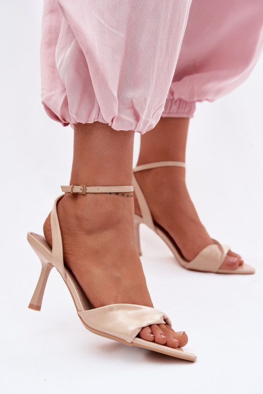 Women's High Heel Sandals Made of Eco Leather Beige Sedira