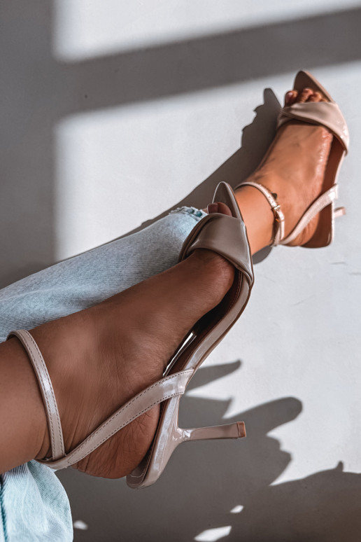 Women's High Heel Sandals Made of Eco Leather Beige Sedira