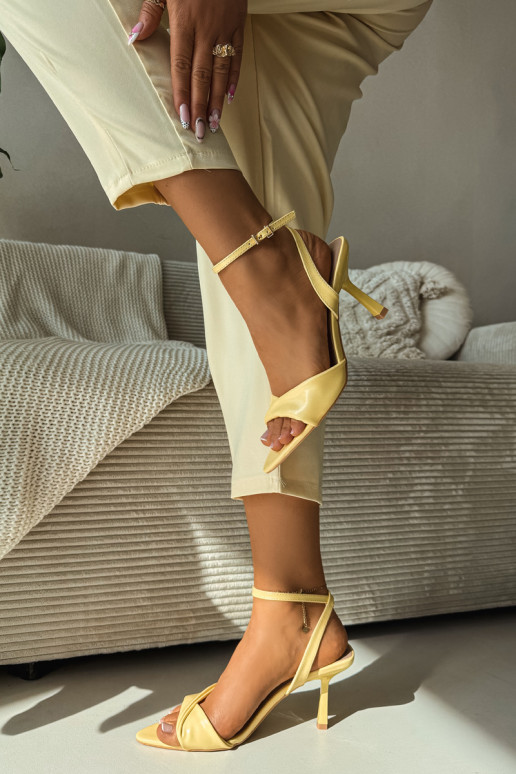 Women's High Heel Sandals Made of Eco Leather Yellow Sedira